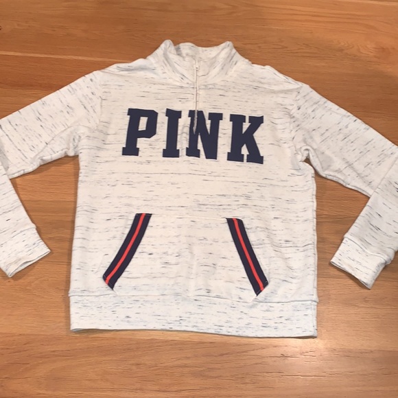 Victoria's Secret Size XS~Pink~ Womens Ivory Heather 1/4 Zip Pullover Sweatshirt - Picture 8 of 16